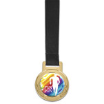 Achiever Medal With Black Petersham Lanyard - Gold