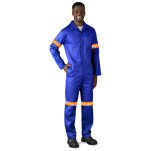 Safety Polycotton Boiler Suit - Reflective Arms & Legs - Orange Tape