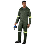 Acid Resistant Polycotton Conti Suit - Reflective Arm, Legs & Back - Yellow Tape