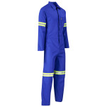 Safety Polycotton Boiler Suit - Reflective Arms Legs & Back - Yellow Tape