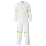 Safety Polycotton Boiler Suit - Reflective Arms Legs & Back - Yellow Tape