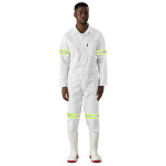 Safety Polycotton Boiler Suit - Reflective Arms Legs & Back - Yellow Tape