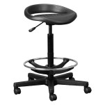 Round Polyurethane Stool - Seat height with a Nugen footring, 60-73cm. - 11/ZZ/DEPU2 + 11/ZZ/WBD01