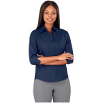 Ladies 3/4 Sleeve Micro Check Shirt