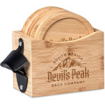 Okiyo Kanpai Bamboo Coaster & Bottle Opener Set