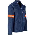 Cast Premium 100% Cotton Denim Jacket - Reflective Arms - Orange Tape