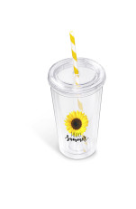 Malibu Double-Wall Plastic Tumbler & Straw - 470ml