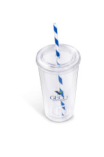 Malibu Double-Wall Plastic Tumbler & Straw - 470ml