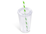 Malibu Double-Wall Plastic Tumbler & Straw - 470ml