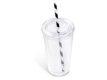 Malibu Double-Wall Plastic Tumbler & Straw - 470ml