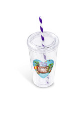 Malibu Double-Wall Plastic Tumbler & Straw - 470ml