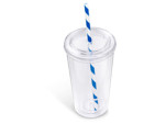 Malibu Double-Wall Plastic Tumbler & Straw - 470ml