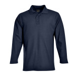 Long Sleeve Pique Knit Polo - Cadet blue - while stocks last