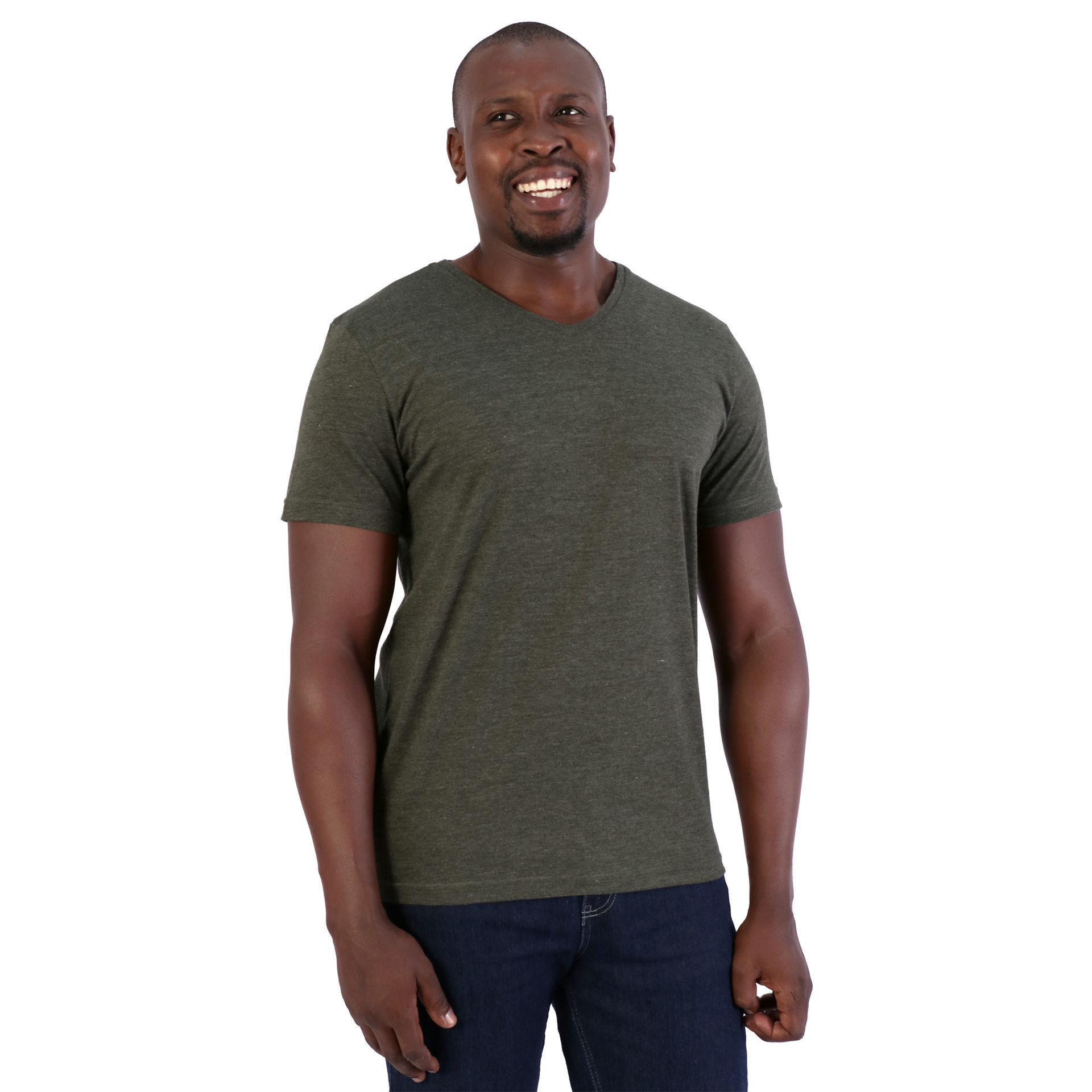 140g Urban Lifestyle V-Neck T-Shirt - End of range - Army green melange