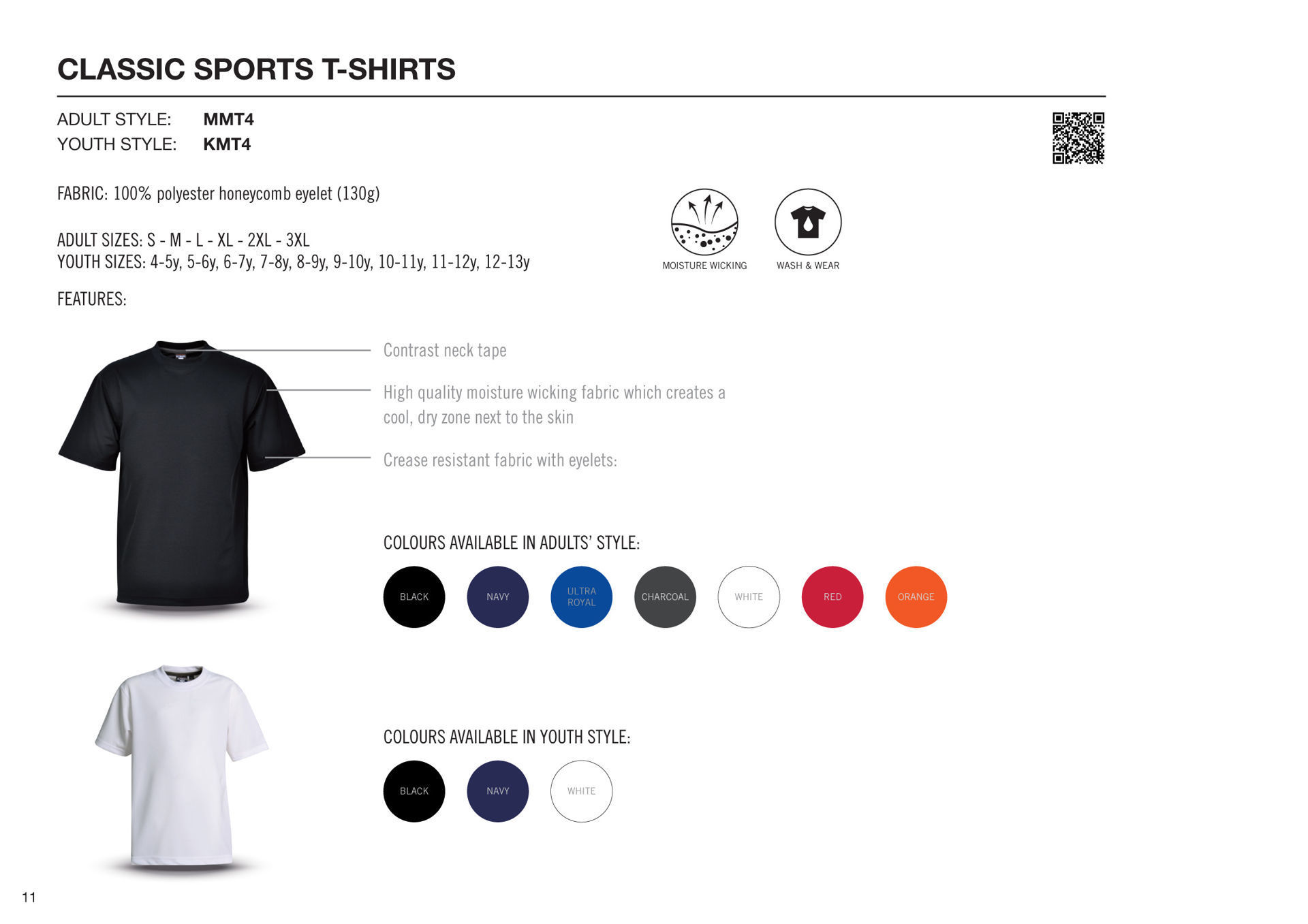 Youth Classic Sports T-shirts - White - End Of Range