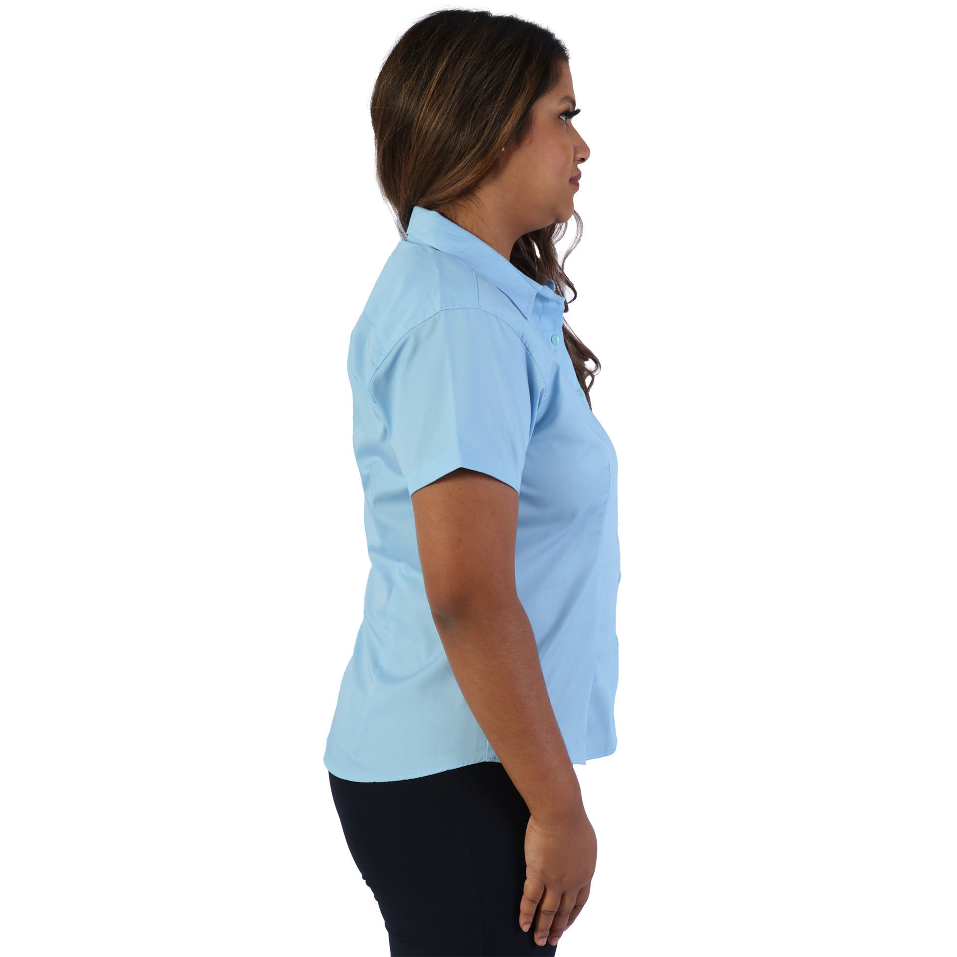 Ladies Classic Woven Shirt Short Sleeve - Blue Sky - End Of Range