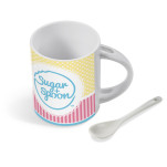 Eden Sublimation Ceramic Coffee Mug & Spoon Set - 320ml