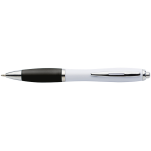 White Barrel Curved Design Ballpoint Pen with Coloured Grip