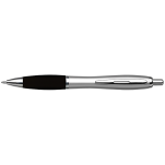 Silver Barrel Curved Design Ballpoint Pen with Coloured Grip