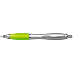 Silver Barrel Curved Design Ballpoint Pen with Coloured Grip