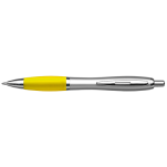 Silver Barrel Curved Design Ballpoint Pen with Coloured Grip