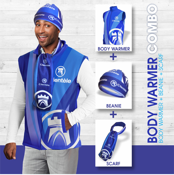Mens Body Warmer, Scarf and Beanie Combo+ FC