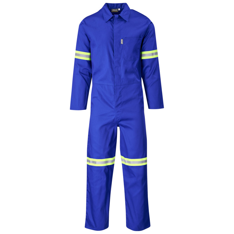 Safety Polycotton Boiler Suit - Reflective Arms & Legs - Yellow Tape