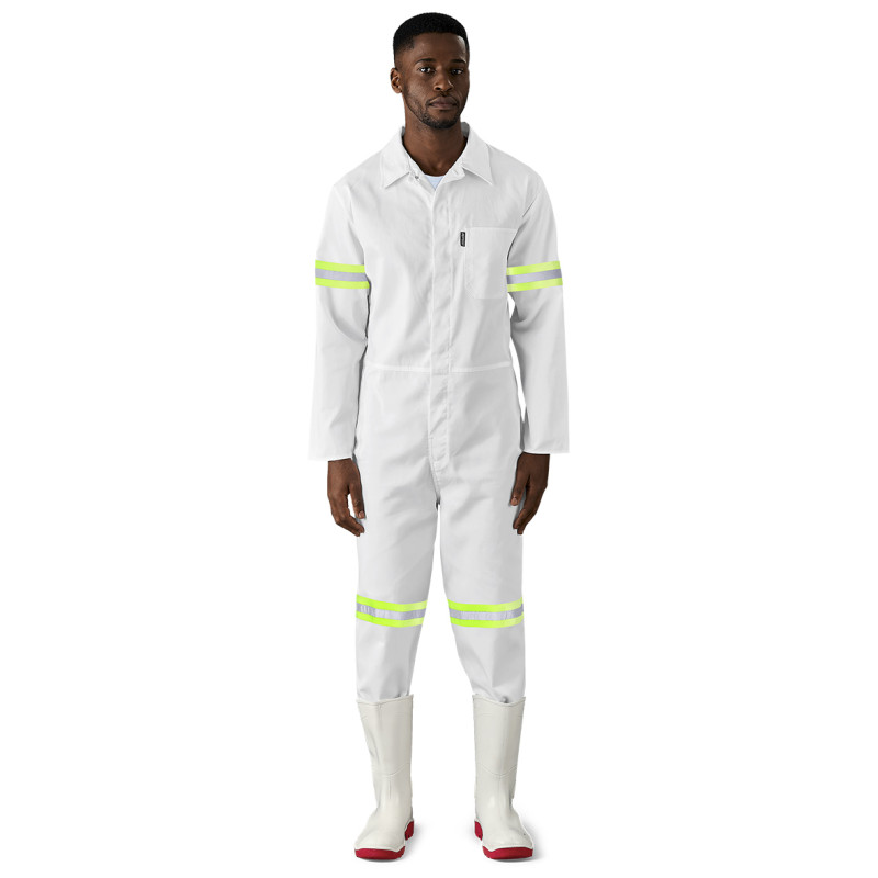 Safety Polycotton Boiler Suit - Reflective Arms & Legs - Yellow Tape