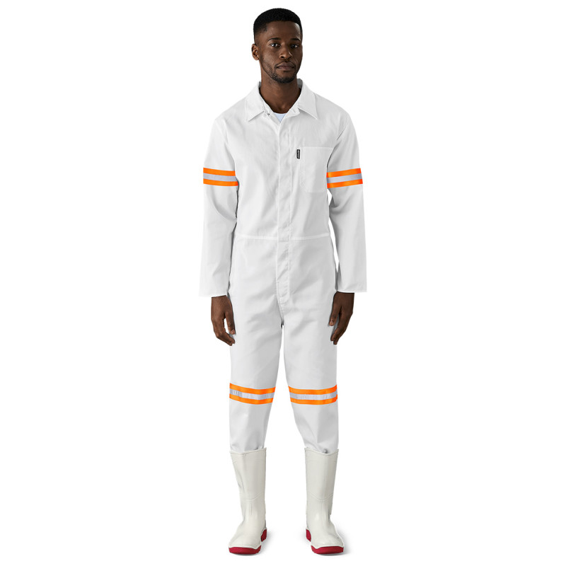 Safety Polycotton Boiler Suit - Reflective Arms & Legs - Orange Tape