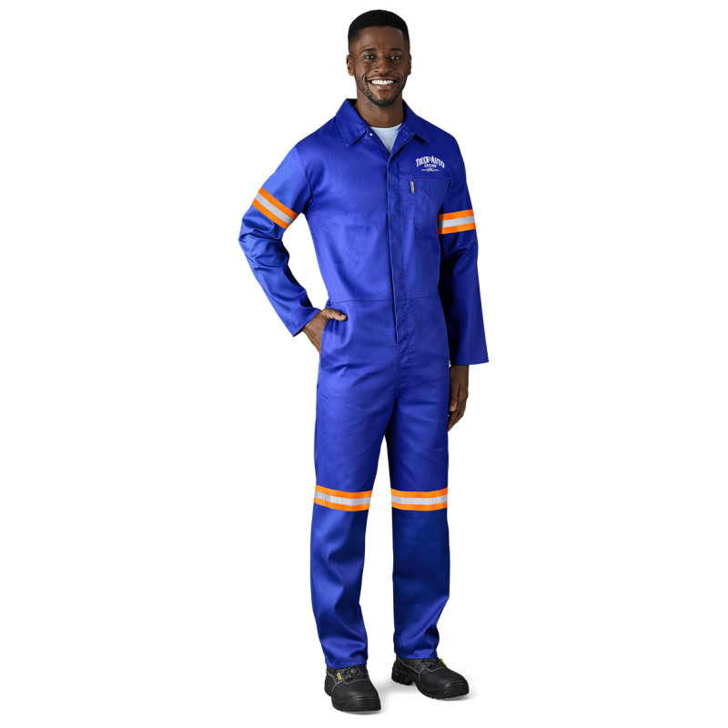 Safety Polycotton Boiler Suit - Reflective Arms & Legs - Orange Tape