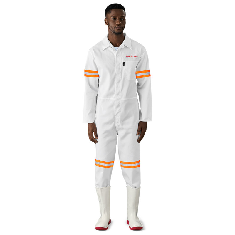 Safety Polycotton Boiler Suit - Reflective Arms & Legs - Orange Tape