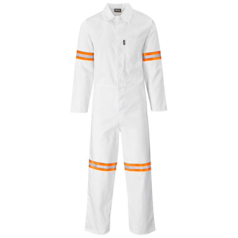 Safety Polycotton Boiler Suit - Reflective Arms & Legs - Orange Tape