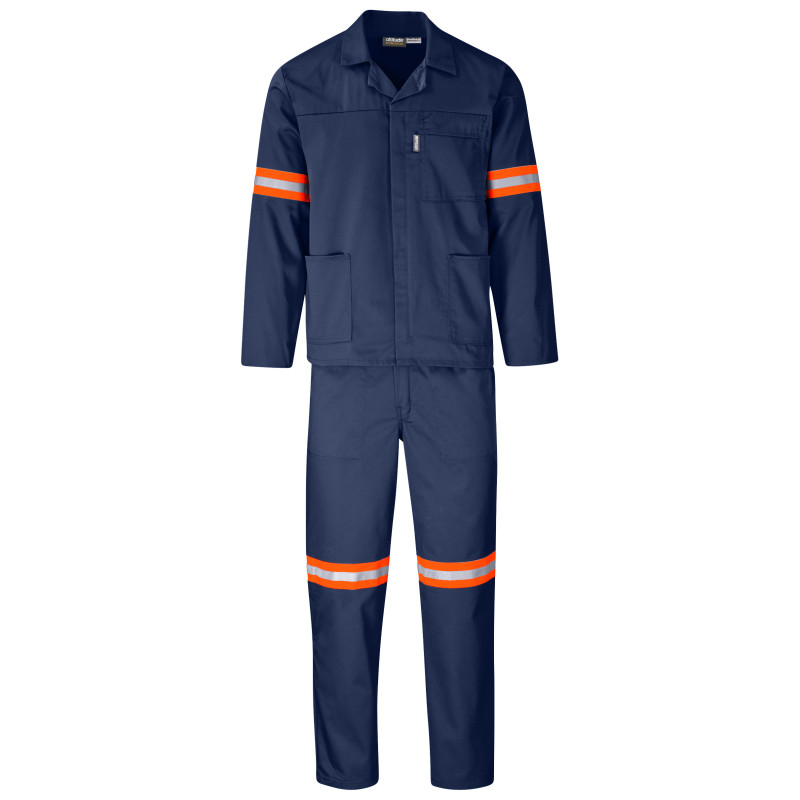 Trade Polycotton Conti - Suit Reflective Arms, Legs & Back - Orange Tape