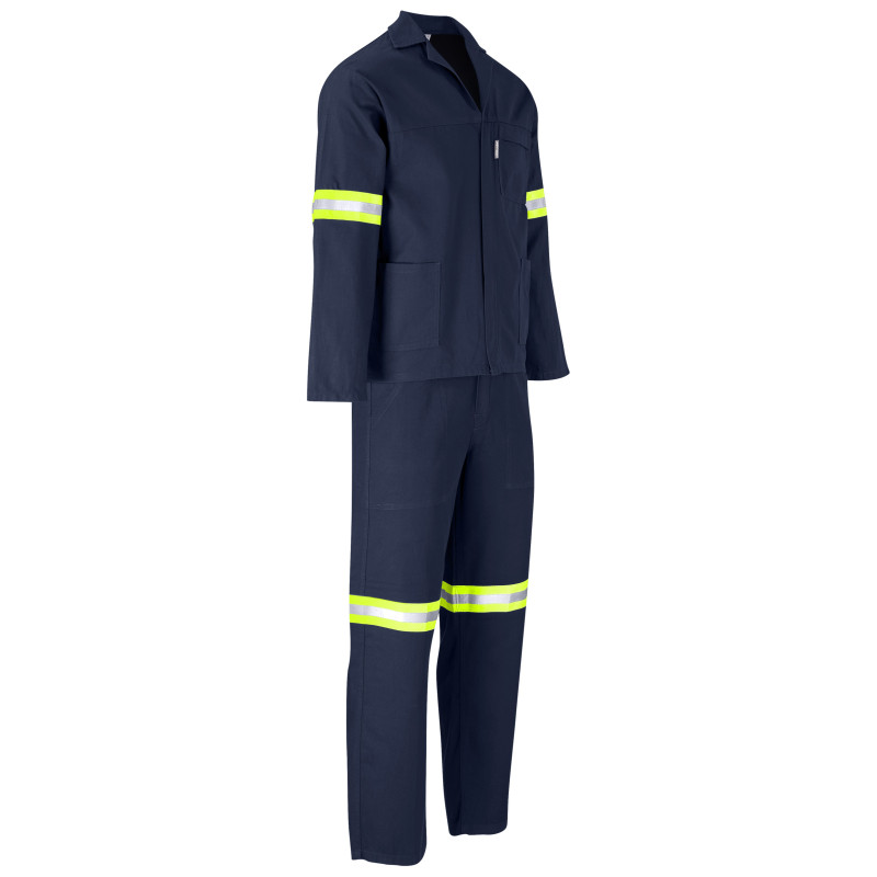 Technician 100% Cotton Conti Suit - Reflective Arms, Legs & Back - Yellow Tape