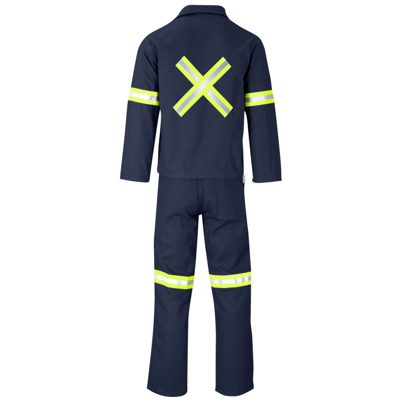 Technician 100% Cotton Conti Suit - Reflective Arms, Legs & Back - Yellow Tape