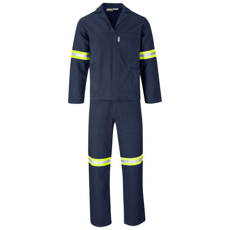 Technician 100% Cotton Conti Suit - Reflective Arms, Legs & Back - Yellow Tape