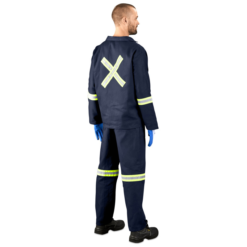 Technician 100% Cotton Conti Suit - Reflective Arms, Legs & Back - Yellow Tape