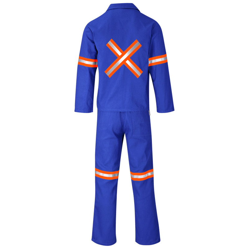 Technician 100% Cotton Conti Suit - Reflective Arms, Legs & Back - Orange Tape