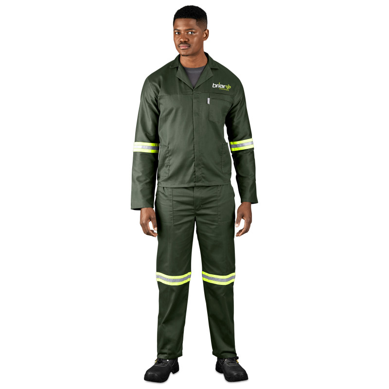 Acid Resistant Polycotton Conti Suit - Reflective Arm, Legs & Back - Yellow Tape