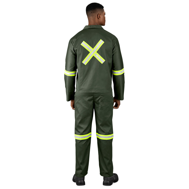 Acid Resistant Polycotton Conti Suit - Reflective Arm, Legs & Back - Yellow Tape