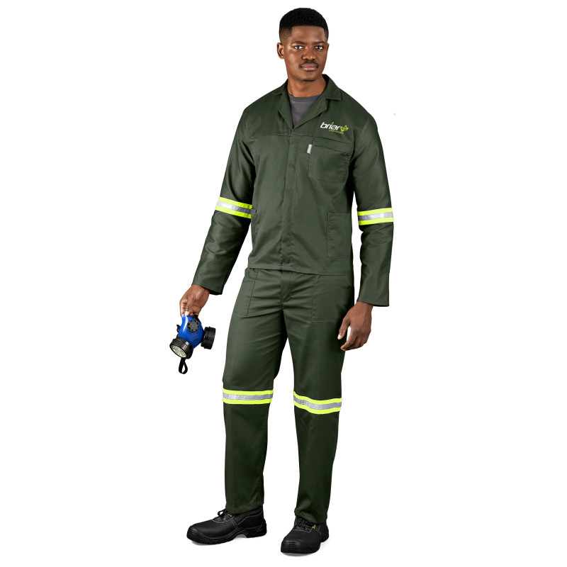 Acid Resistant Polycotton Conti Suit - Reflective Arm, Legs & Back - Yellow Tape