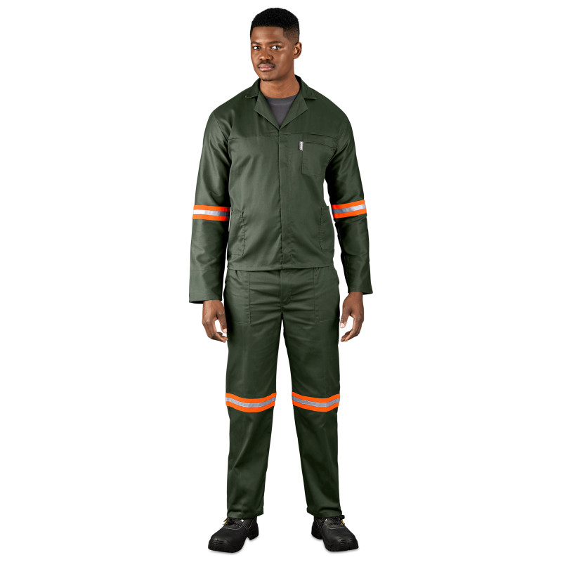 Acid Resistant Polycotton Conti Suit - Reflective Arm, Legs & Back - Orange Tape