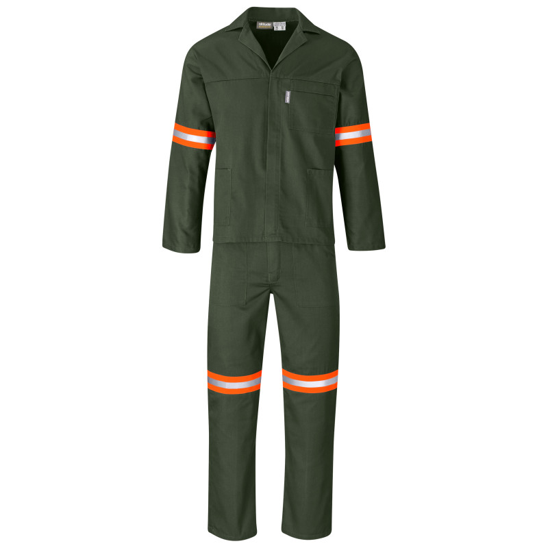 Acid Resistant Polycotton Conti Suit - Reflective Arm, Legs & Back - Orange Tape