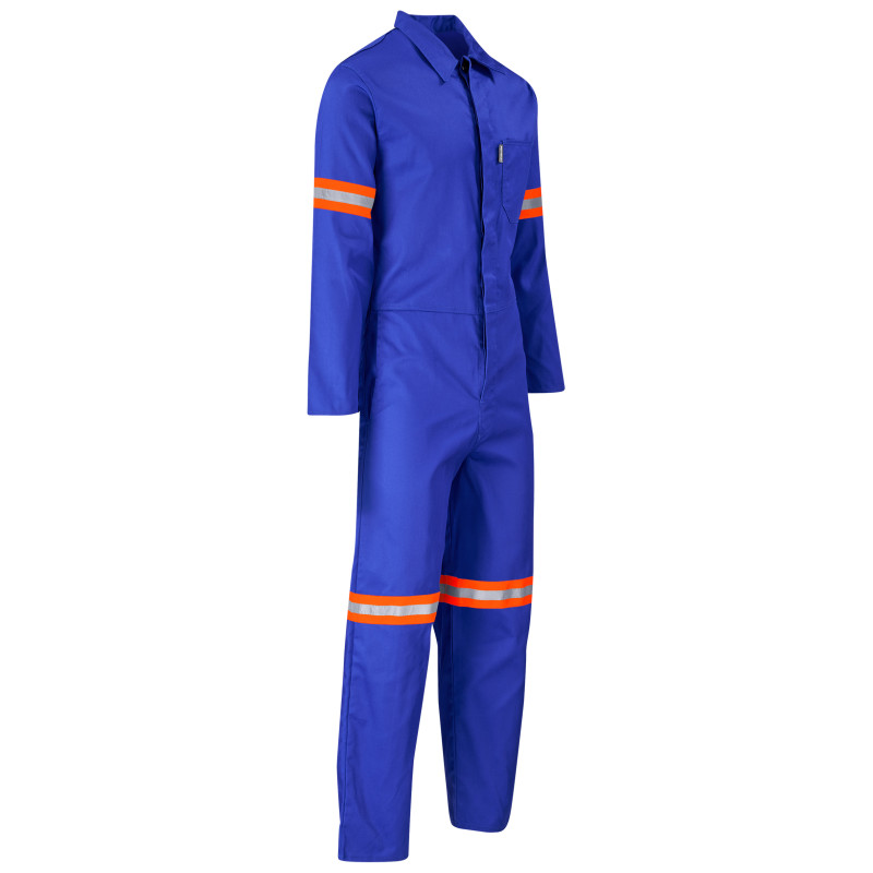 Safety Polycotton Boiler Suit - Reflective Arms Legs & Back - Orange Tape