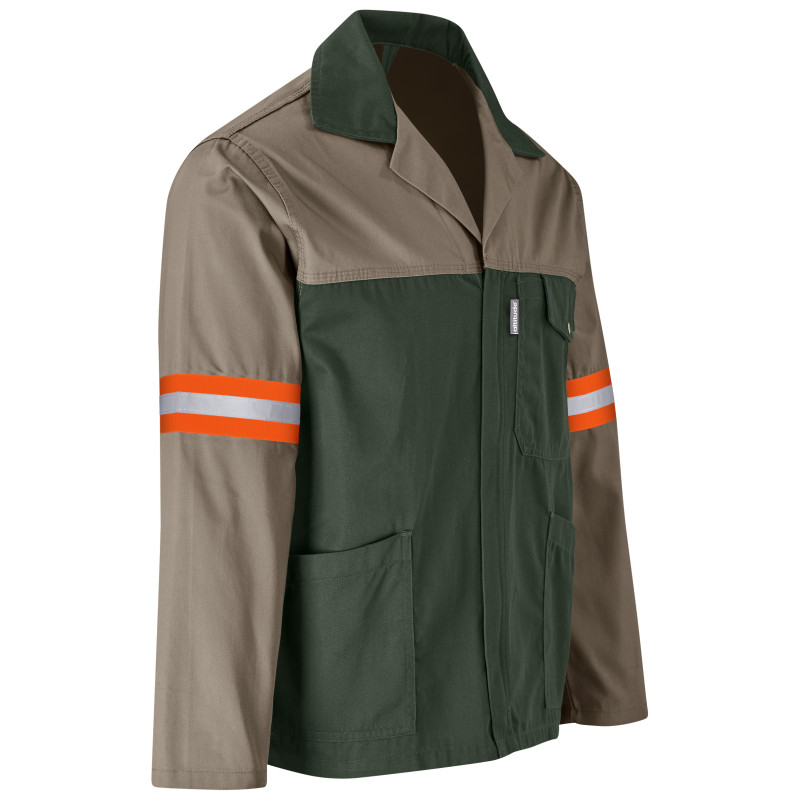 Site Premium Two-Tone Polycotton Jacket - Reflective Arms - Orange Tape