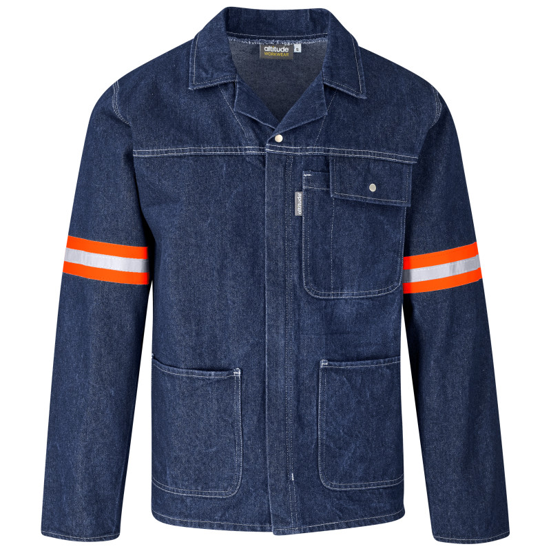 Cast Premium 100% Cotton Denim Jacket - Reflective Arms - Orange Tape