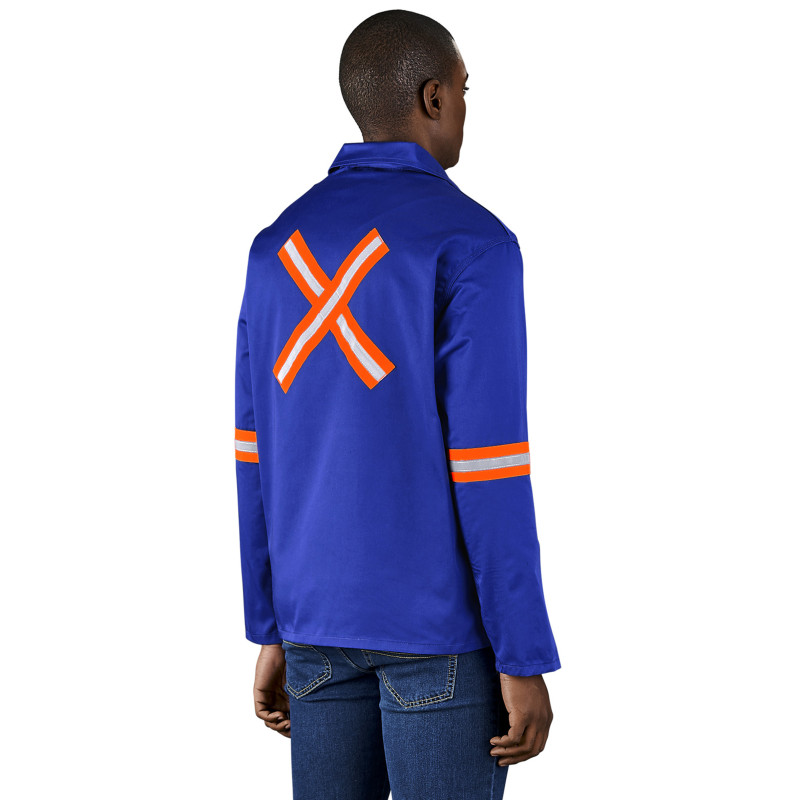 Site Premium Polycotton Jacket - Reflective Arms & Back - Orange Tape