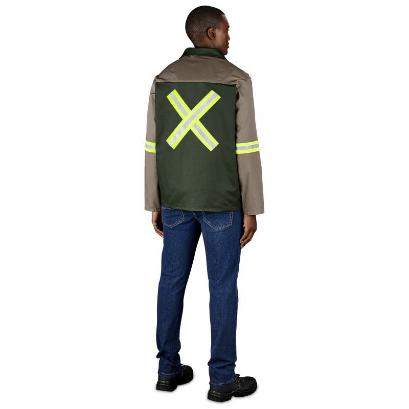 Site Premium Two-Tone Polycotton Jacket - Reflective Arms & Back - Yellow Tape