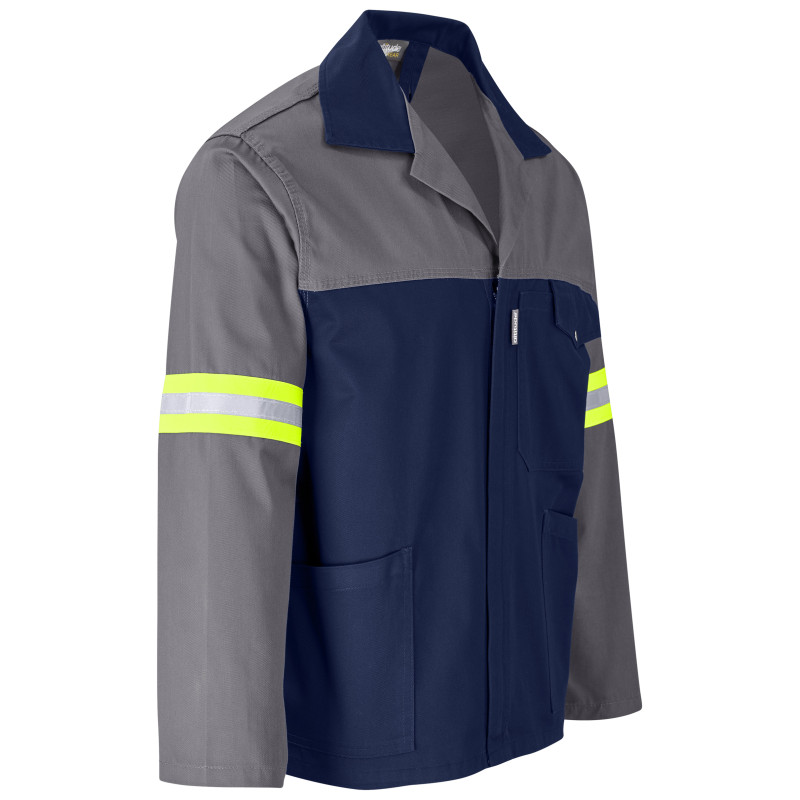 Site Premium Two-Tone Polycotton Jacket - Reflective Arms & Back - Yellow Tape