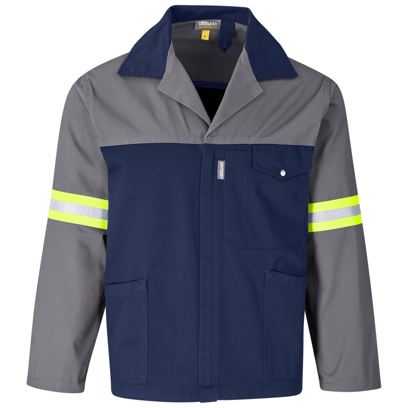 Site Premium Two-Tone Polycotton Jacket - Reflective Arms & Back - Yellow Tape